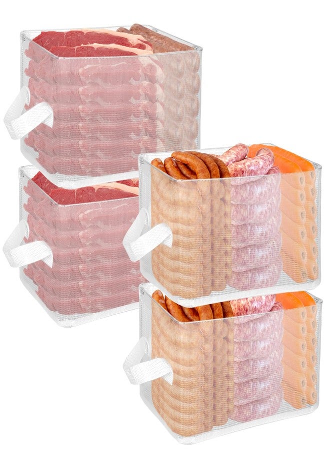 CebraBounze 4 Pack Collapsible Chest Freezer Organizer Bins with Portable Handles 11.8 x 9.4 x 6.7 Inch Food Storage Bins for Kitchen, Countertops, Cabinets, Fridge, Drinks, Fruits, Vegetable, Cereals - Image 1